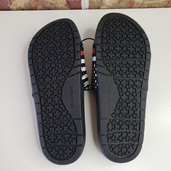 Hey Dude Shoes Phoenix Sox Unite Flag Adjustable Sandals Size 8 Black/Red/Blue